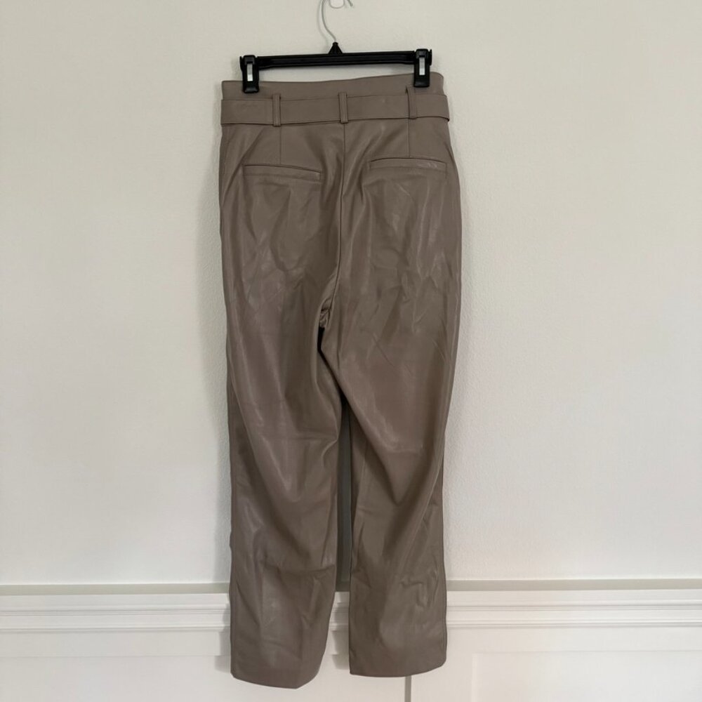 NWT Aritzia Babaton Tie Waist Grey Vegan Leather Cropped Pants Size 8 - Picture 5 of 9